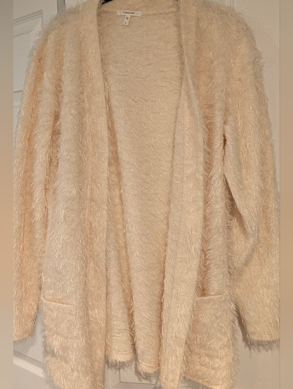 Maurice's Cozy Fuzzy Open-Front Cardigan Sweater - Cream